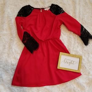 GB Girls| Red Dress| Black Lace|  Size 6